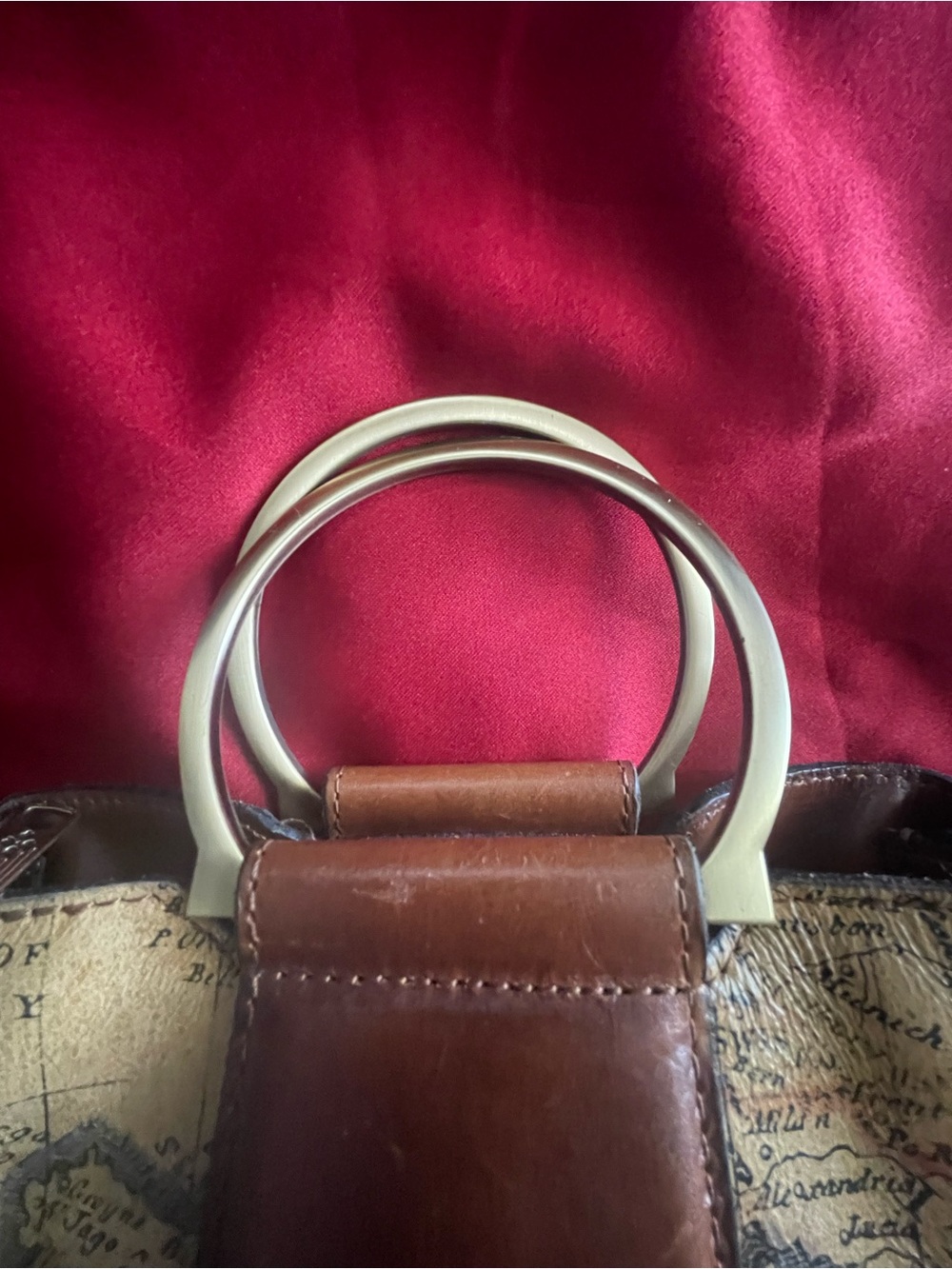 Patricia Nash Map-Print Satchel with Brass Ring Handle in Brown - Picture 9 of 16